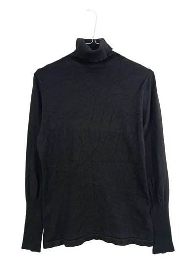 Lindex Damen Pullover Rollkragen Strick S Schwarz Basic Viskose