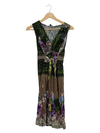 Comma Damen Sommerkleid Gr. 38 Boho Blumenmuster Mehrfarbig V-Ausschnitt 1