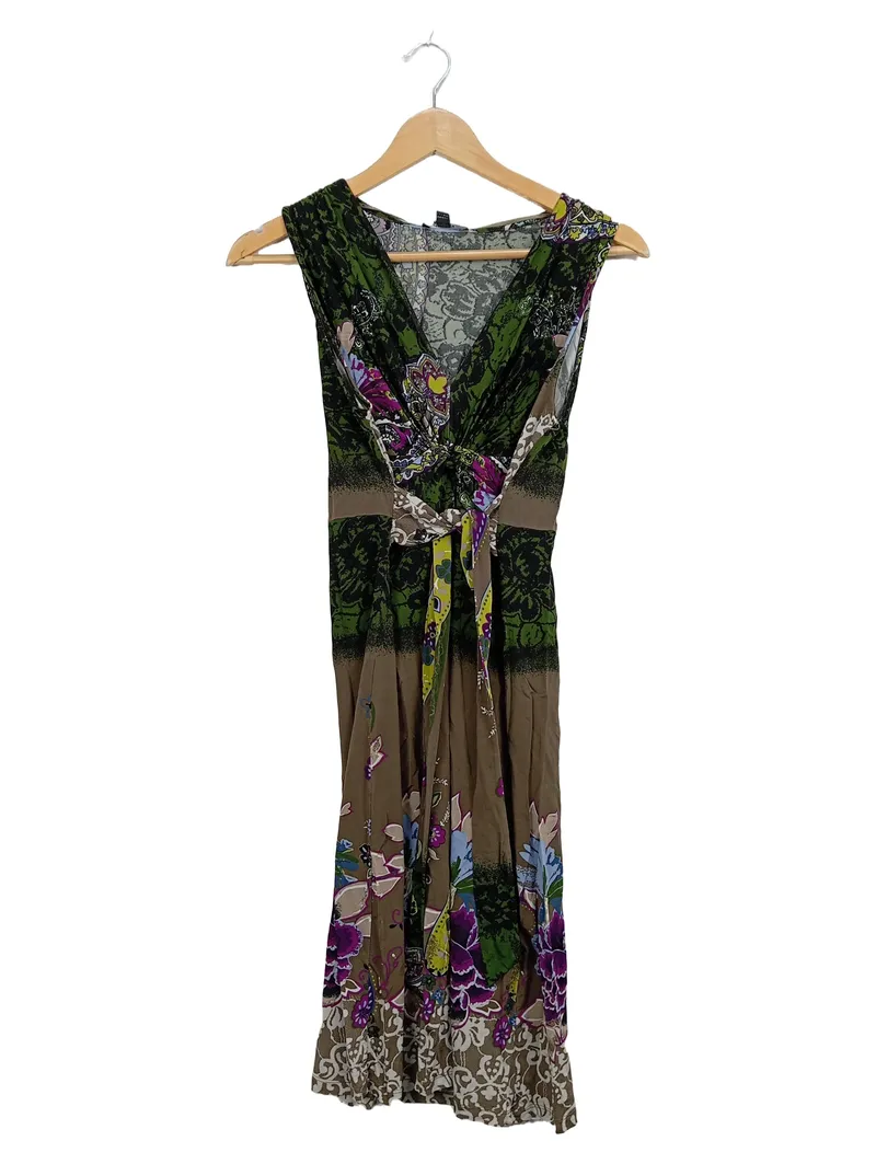 Comma Damen Sommerkleid Gr. 38 Boho Blumenmuster Mehrfarbig V-Ausschnitt 1