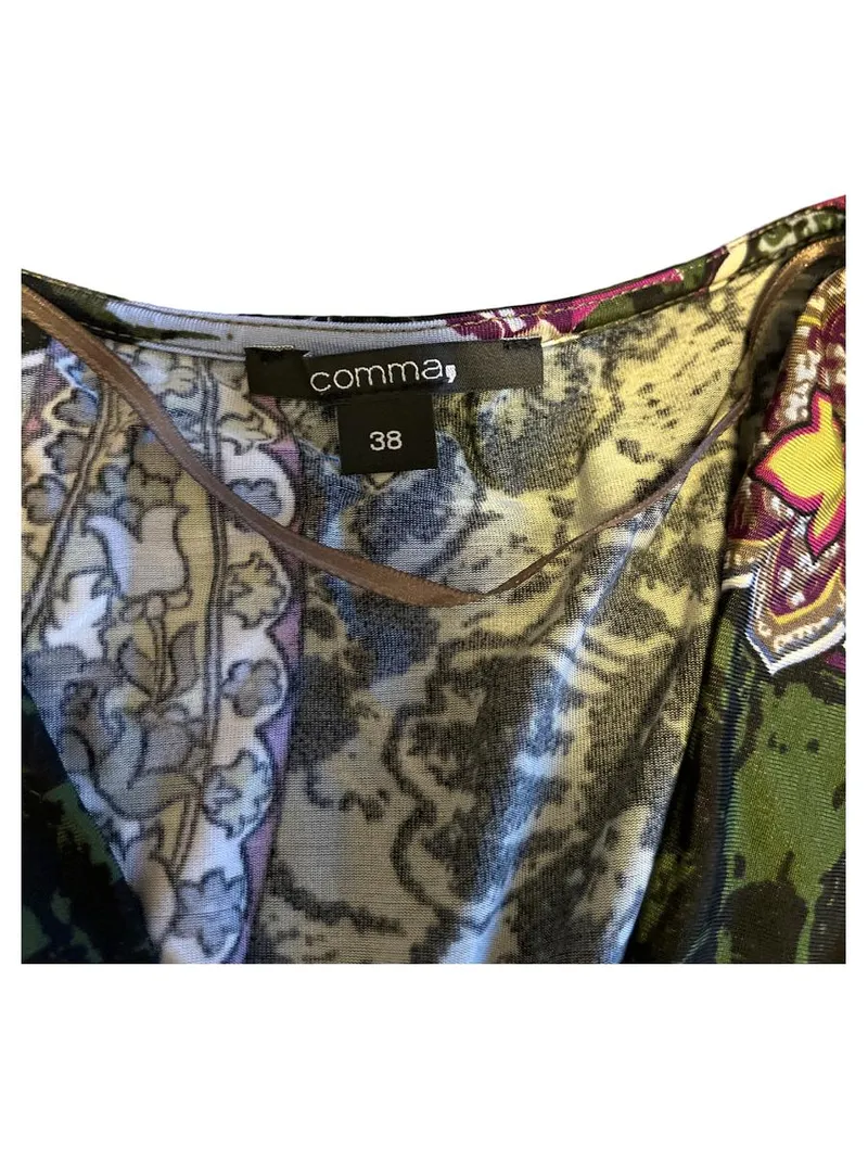 Comma Damen Sommerkleid Gr. 38 Boho Blumenmuster Mehrfarbig V-Ausschnitt 4