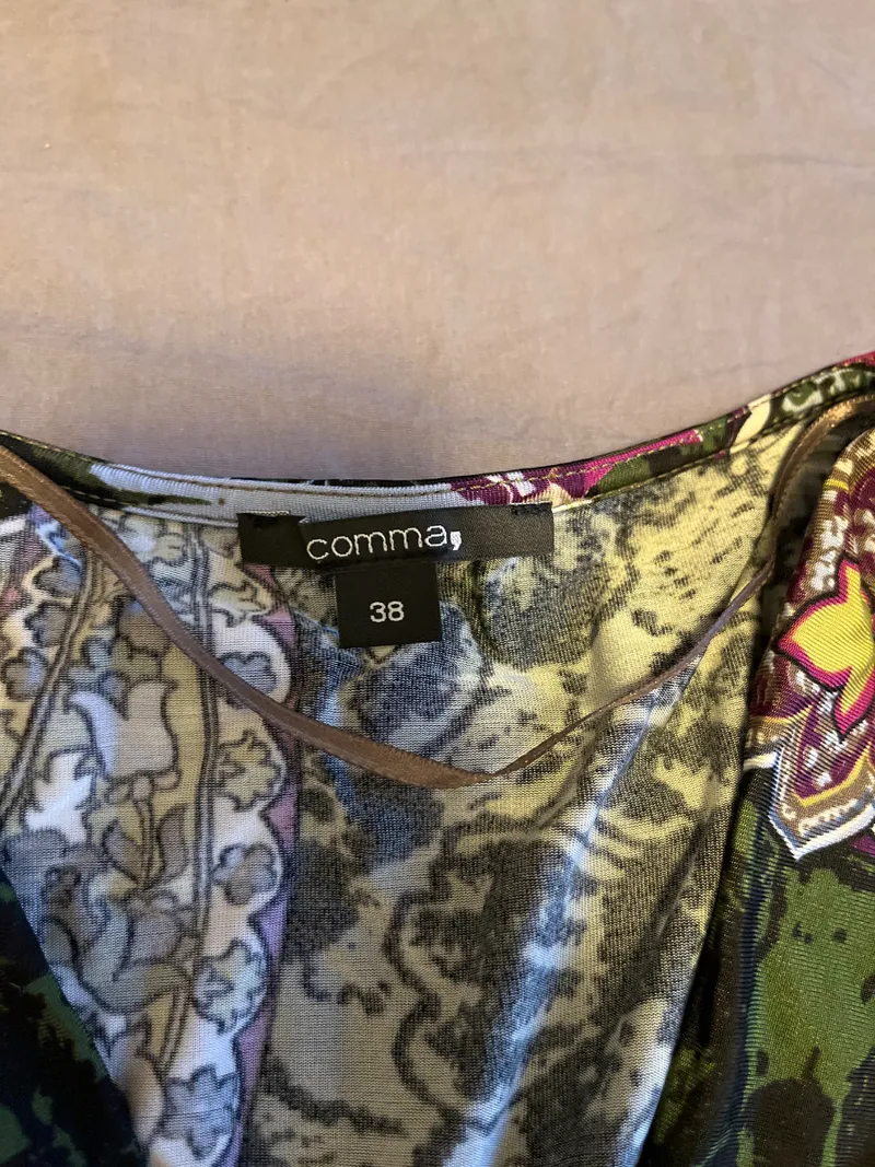 Comma Damen Sommerkleid Gr. 38 Boho Blumenmuster Mehrfarbig V-Ausschnitt 6