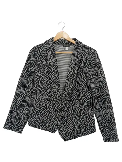 Ambria Damen Strickjacke Gr. 42/XL Zebra Muster Grau Schwarz