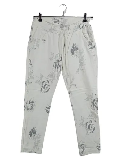LIBERTY WOMAN Stoffhose Damen M Weiß Blumenmuster Viskose Hose