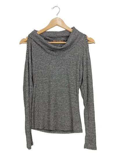 QED London Damen Pullover Rollkragen Cold Shoulder Grau Gr. S
