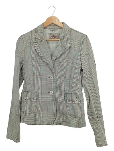 SPYDERBILT Damen Blazer Kariert Grau Baumwolle Gr. M 38 Jacke