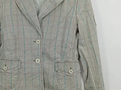 SPYDERBILT Damen Blazer Kariert Grau Baumwolle Gr. M 38 Jacke
