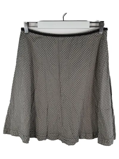 Esprit Damen A-Linienrock Gr. 38 Schwarz Weiß Geometrisch Baumwolle
