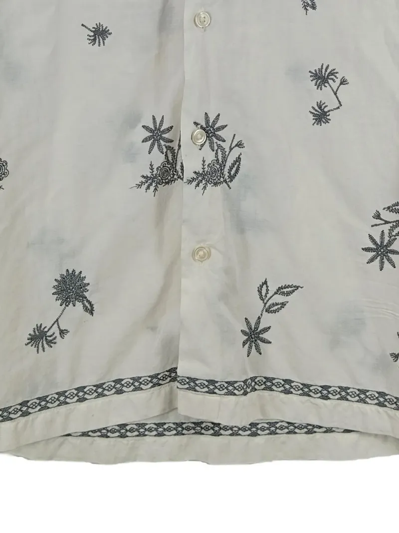 Abercrombie & Fitch Herren Freizeithemd XS Weiß Blumen Stickerei Kurzarm 7