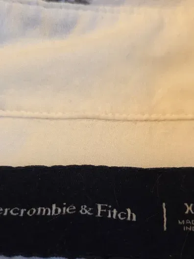 Abercrombie & Fitch Herren Freizeithemd XS Weiß Blumen Stickerei Kurzarm 8