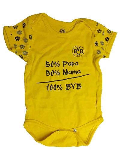 Borussia Dortmund BVB Baby Body Baumwolle Gr. 74/80 Gelb Logo Schriftzug