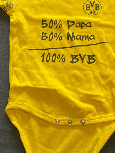 Borussia Dortmund BVB Baby Body Baumwolle Gr. 74/80 Gelb Logo Schriftzug