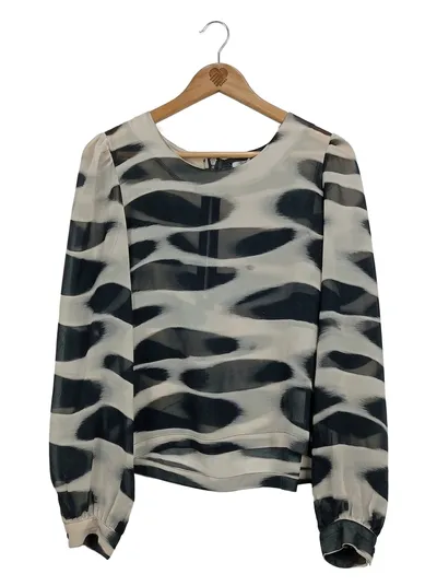 Glamorous Damen Bluse Abstrakt Langarm Reißverschluss Mehrfarbig Gr. 38