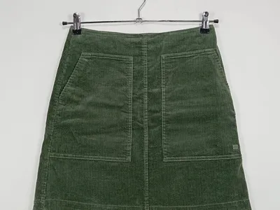 Marc O'Polo Cordrock Damen Gr. 34/XS Grün A-Linie Midirock Baumwolle