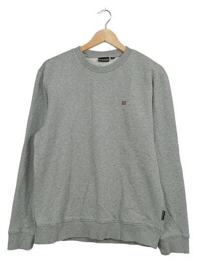 Napapijri Herren Sweatshirt Pullover Grau Gr. 50/M Basic Logo