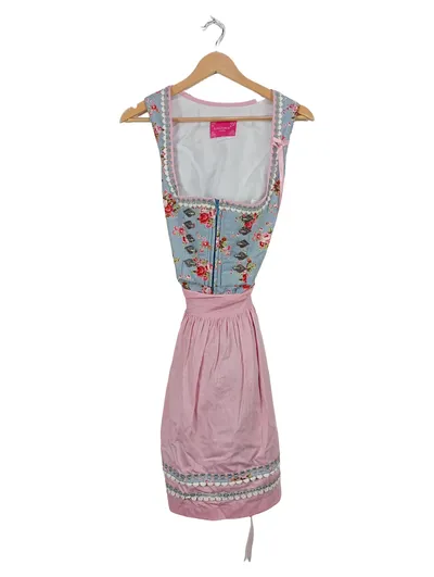 Krüger Madl Dirndl Trachtenkleid Gr. 42 Rosa Blumen mit Schürze