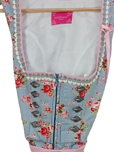 Krüger Madl Dirndl Trachtenkleid Gr. 42 Rosa Blumen mit Schürze