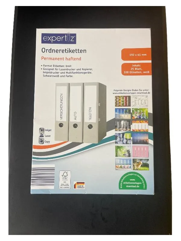 Expertiz Ordneretiketten 192x61mm 100 Stück weiß permanent haftend NEU 1