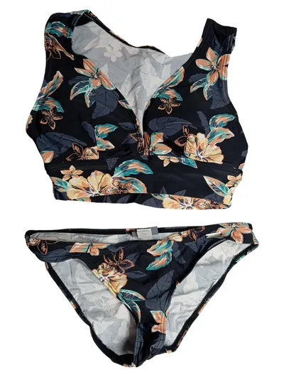 Venice Beach Bikini Damen Gr. 34 Schwarz Blumenmuster Tropical Floral