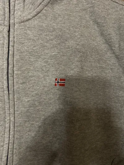 Napapijri Herren Sweatjacke Gr. M Grau Stehkragen Baumwolle
