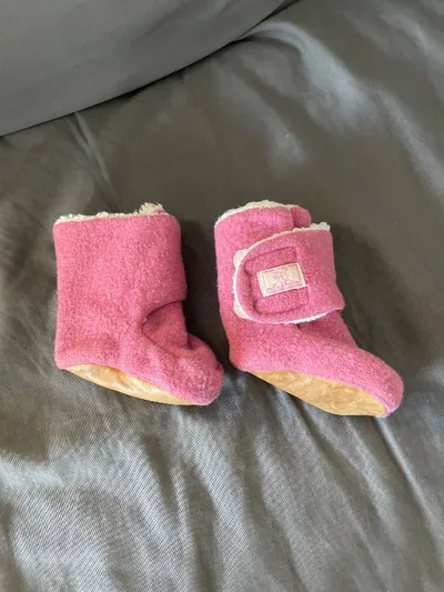 PICKAPOOH Babyschuhe Booties Hausschuhe Rosa Wolle Gr. 3 Warm Gefüttert