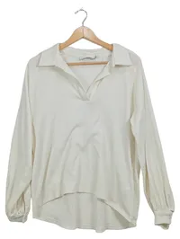 Costes Basic Pullover Damen Langarm Uni Weiß Gr. 34 XS Polyester 1
