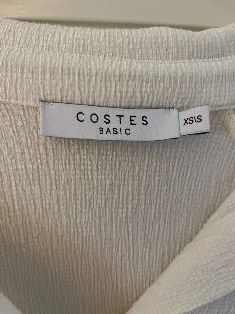 Costes Basic Pullover Damen Langarm Uni Weiß Gr. 34 XS Polyester 2