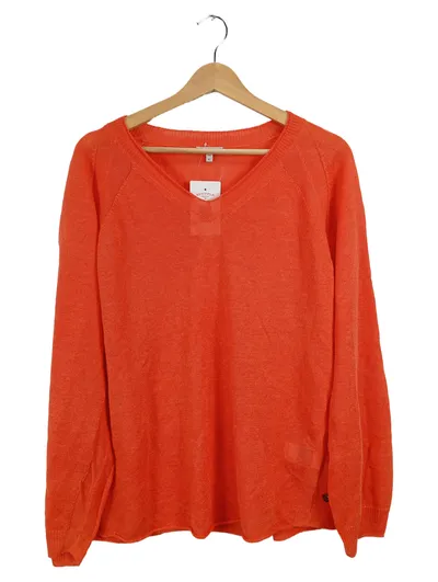 BETTER RICH Damen Pullover Leinen Orange V-Ausschnitt Gr. L