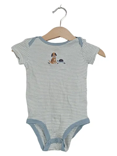 Carter's Baby Body Gr. 68 6M blau gestreift Hund Schildkröte