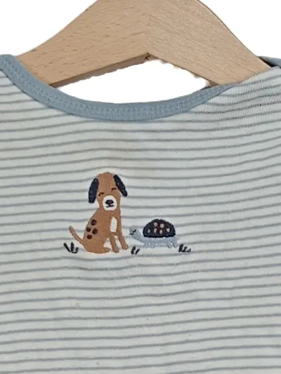 Carter's Baby Body Gr. 68 6M blau gestreift Hund Schildkröte