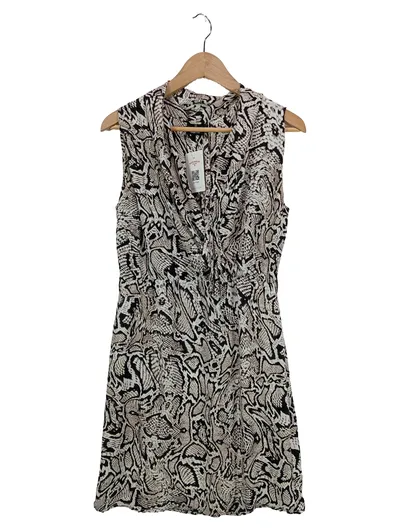 Flame Damen Blusenkleid Schlangenmuster Gr. 38/M Beige Ärmellos