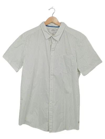 EDC Herren Freizeithemd Kurzarm Weiß Gepunktet Gr. XL Baumwolle