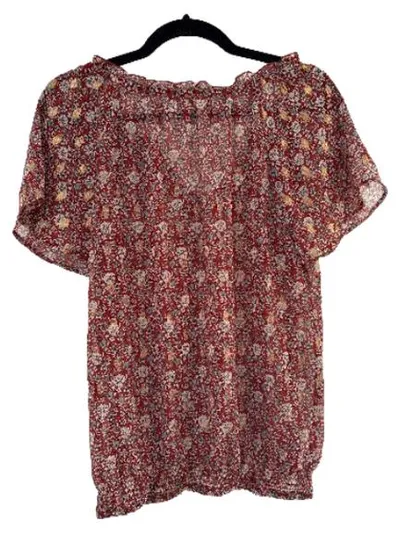 Encuentro Damen Bluse Kurzarm Blumenmuster Bohemian Freizeit Braun Gr. 38