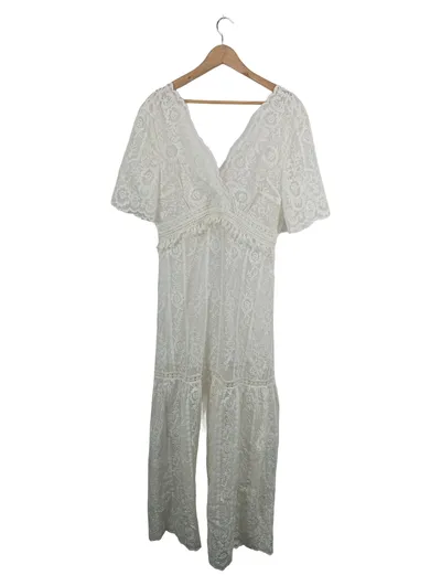 CLAIRE LUISE Spitzenkleid Boho Weiß Damen Gr. 42 Maxikleid Sommer