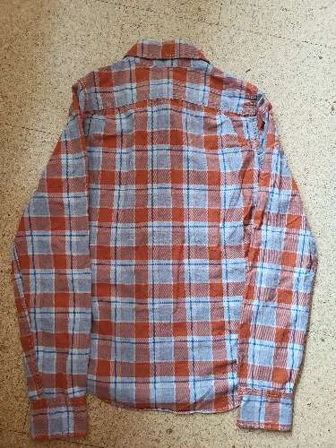 Abercrombie & Fitch Flanellhemd Herren Gr. S Kariert Orange Muscle
