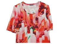 Basler Damen T-Shirt Kurzarm Mehrfarbig Florales Muster Viskose Gr. 38 3
