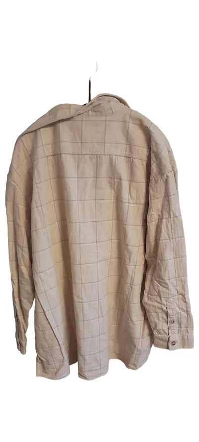 Adagio Damen Hemdbluse Gr. 48 Beige Kariert Baumwolle Langarm