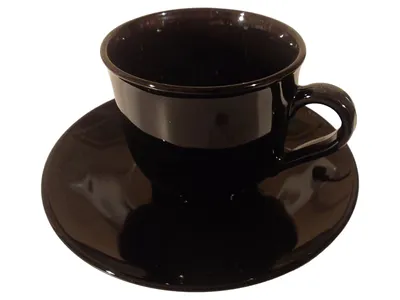 Arcoroc Tasse Unterteller Set Klassisch Schwarz Glas 4cm Höhe 2tlg