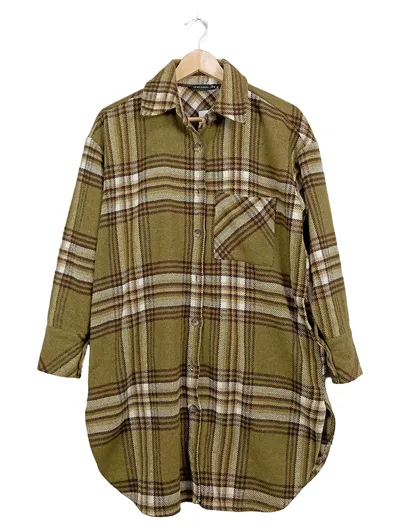 LCW Casual Damen Hemdbluse Overshirt Kariert Oliv Gr. XS, S