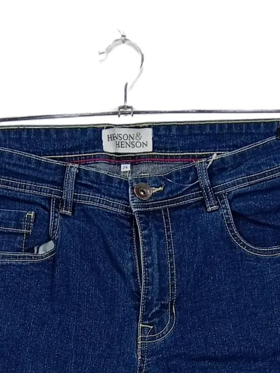 Henson & Henson Herren Jeans Straight Leg Hose Blau W24 L30 Baumwolle Basic