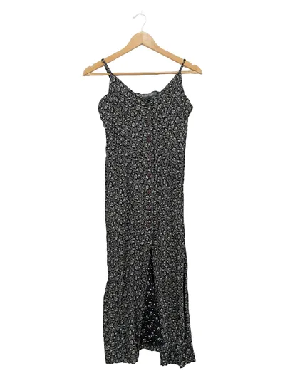 LA CITY Paris Sommerkleid Gr. 36 Blumenmuster Midi Spaghettiträger Schwarz