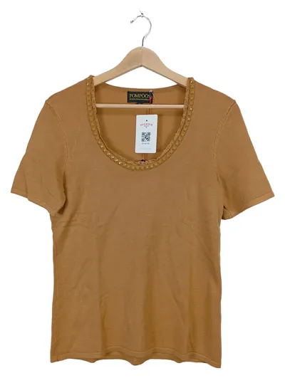 Pompöös by Harald Glööckler Damen Pullover Kurzarm Elegant Beige Gr. 36/S