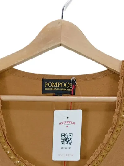 Pompöös by Harald Glööckler Damen Pullover Kurzarm Elegant Beige Gr. 36/S