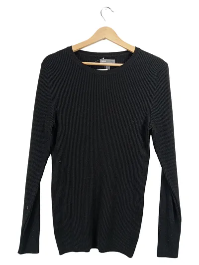 ASOS Herren Pullover Rippstrick Basic Langarm Schwarz Gr. M