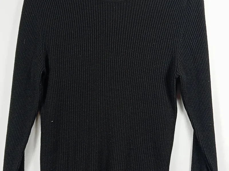 ASOS Herren Pullover Rippstrick Basic Langarm Schwarz Gr. M 2