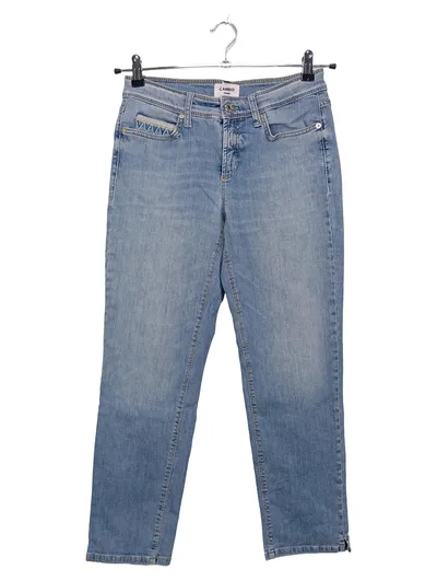 Cambio Damen Jeans Straight Leg Blau Uni Stickerei Gr. 38 L27
