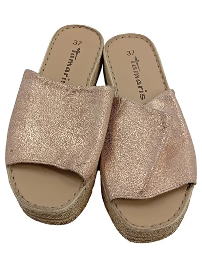 Tamaris Damen Espadrille Leder Plateau Roségold Gr. 37