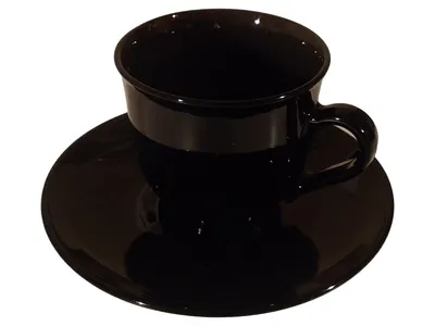 Arcoroc Espressotasse mit Unterteller Schwarz Opalglas Klassisch 4cm Höhe