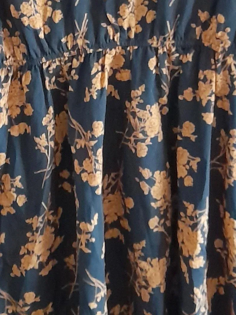 Cupshe Damen Blusenkleid Blumenmuster Schwarz Gold Gr. L Langarm Rüschen 4