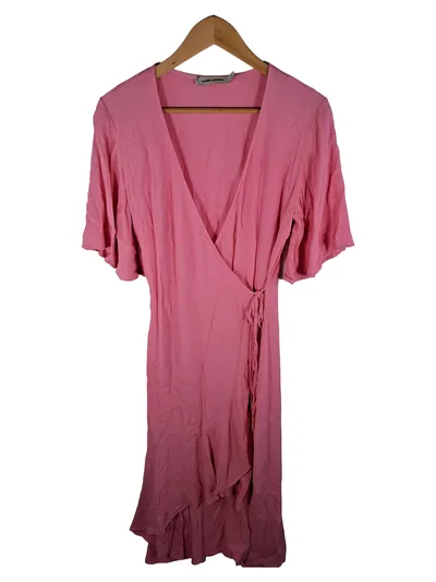 Carin Wester Wickelkleid Damen Rosa Gr. S 36 Viskose Midikleid Raffungen