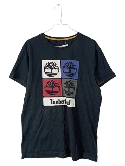Timberland Herren T-Shirt Logo Print Kurzarm Baumwolle Schwarz M